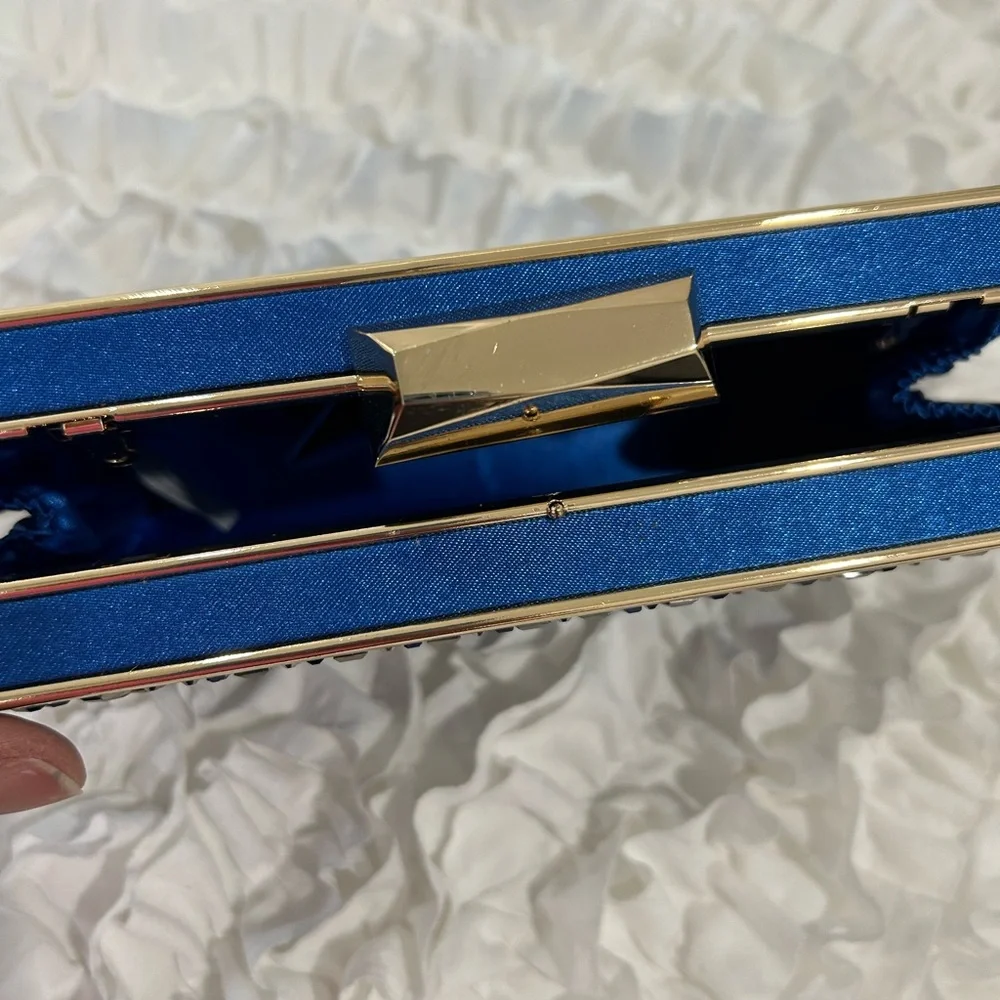 💥PRICE⬇️ Dressy - Blue & Gold Stud Clutch - Small - Picture 9 of 10